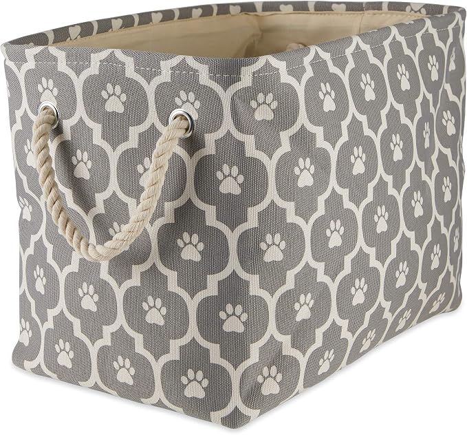 Bone Dry Pet Storage Collection Lattice Paw Print, Medium Rectangle, Gray (Pack of 2)