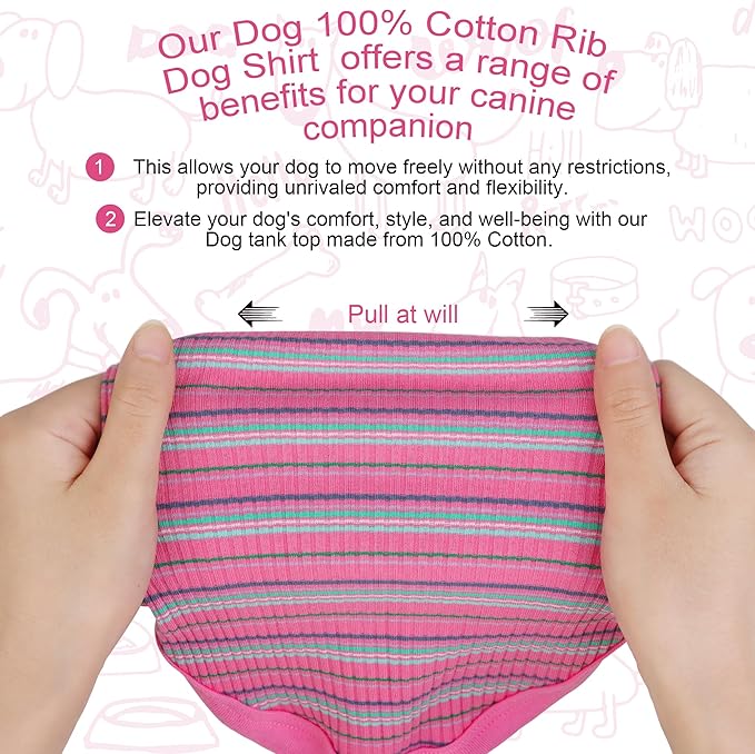Elevate Your Pet's Comfort and Fashion: Premium 100% Cotton Rib Dog Shirt Vest for Small Breeds Like Chihuahuas, Yorkies, and Puppies .Year-Round Style with Tank-Style Puppy Attire Light Pink L