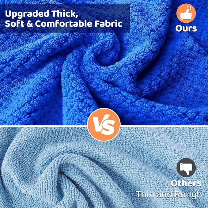 SlowTon Dog Bathrobe Drying Coat – Super Absorbent Microfiber Towel Wrap with Adjustable Collar & Belly Strap, Fast Drying Bath Robe for After Bath Swim, for Large, Medium, Small Dogs (Blue M)