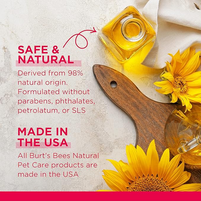Burt's Bees for Pets Anti-Hairball Wipes for Cats, Sunflower Oil and Wheat Germ Oil, 98% Natural Origin, Cruelty-Free Cat Hairball Remedy Wipes, pH Balanced, Made in the USA, 50 Count