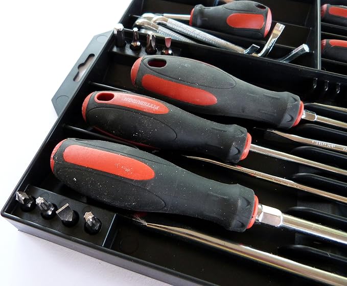Screwdriver Organizer – Black Heavy-Duty Toolbox Organizer Rack for Phillips, Flathead & Precision Screwdrivers – Wall Mount or Drawer Storage for Garage, Workshop & Tool Chest