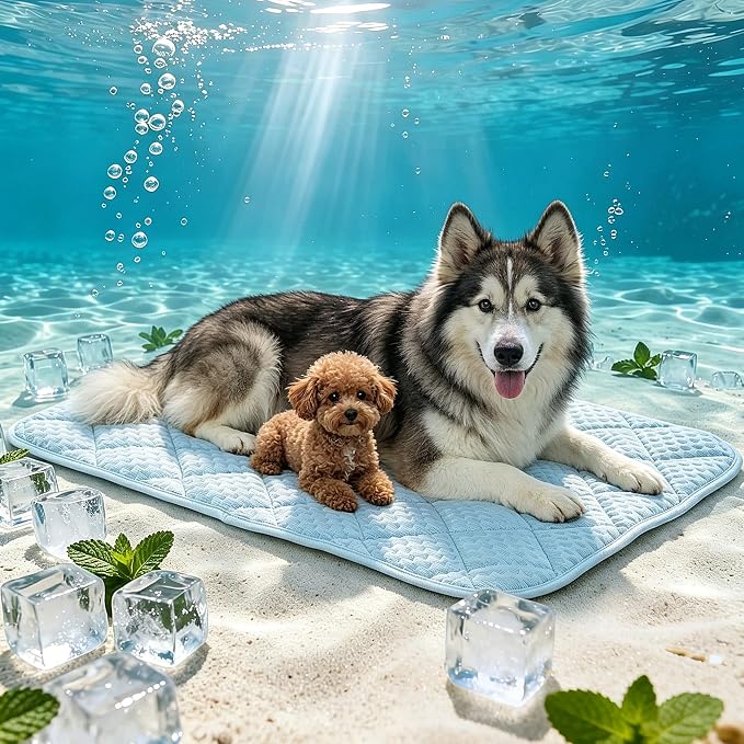 Cooling Mat for Extra Large Dogs, 51"x 37.5" Thick & Durable Dog Cooling Mat, Q-MAX>0.45, Double-Sided Cooling Pet Pad, Portable & Washable Dog Cooling Mat for Crate, Couch & Car