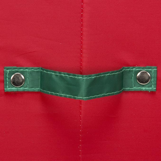 Household Essentials Ornament Storage Box, 36 Piece with Dividers, Sturdy and Stackable with Handles and Clear Plastic Window, Red Polyester Linen with Green Trim