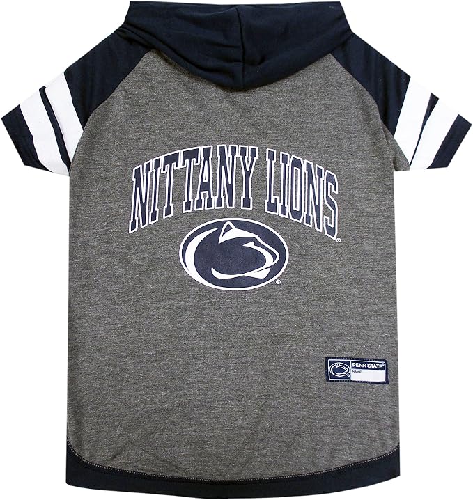 NCAA Penn State Nittany Lions Hoodie for Dogs & Cats, X-Small Collegiate Licensed Dog Hoody Tee Shirt. Sports Hoody T-Shirt for Pets. College Sporty Dog Hoodie Shirt.