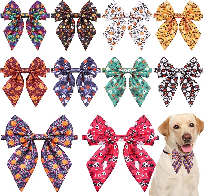PET SHOW 10 Pack Halloween Sailor Dog Bowties for Large Dogs