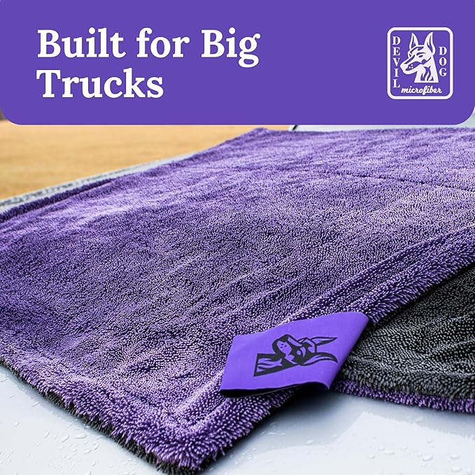 XL Car Drying Towel for Trucks – 1200 GSM Twisted Loop Microfiber, 24" x 45" Edgeless, Scratch-Free