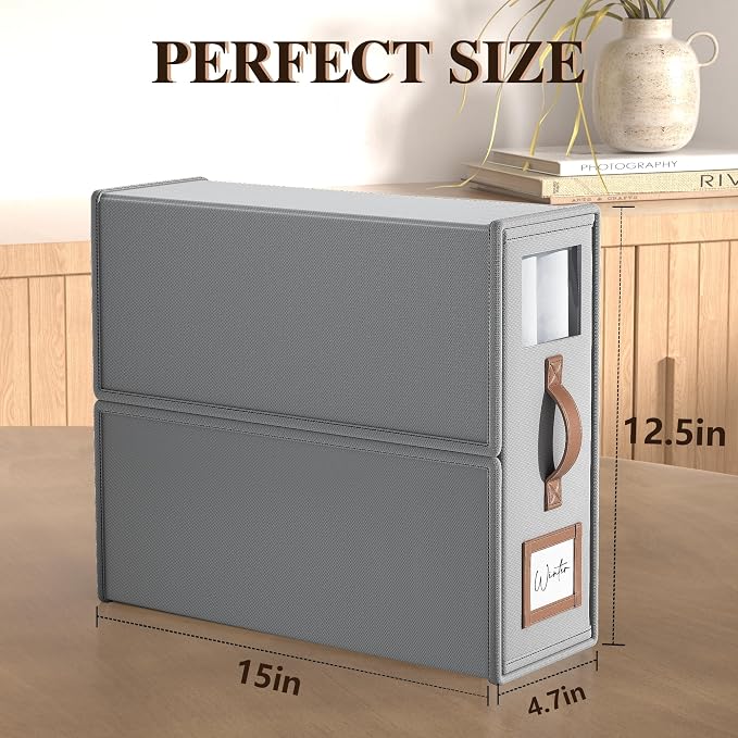 4 Pack Foldable Bed Sheets Set Organizers and Storage(King & Queen Size),Linen Fabric Closet Organizers with Window,Folding Bedding Storage Box for Bedsheets and Pillow Cube Organizer-Gray