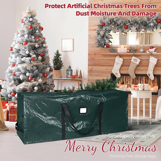 Large Christmas Tree Storage Bag Heavy Duty 7.5 Ft (Green) | Protects From Moisture & Dust, Holiday Storage, Alternative To Tree Storage Box