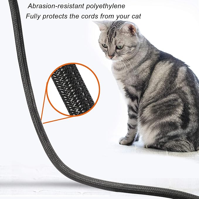 Cable Management Sleeve, Split Design, 25FT - 1/2 Inch, Black | Cord Protectors from Pets | Heat & Abrasion Resistant Wire Loom | Automotive Wiring & Home Office Cable Organization
