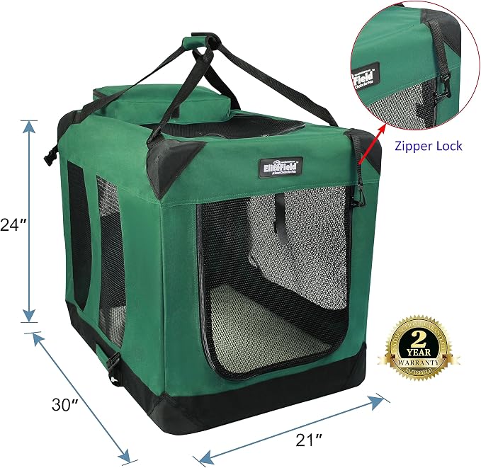 EliteField 3-Door Soft Dog Crate with Bed & Carrying Bag (2-Year Warranty) | 3 Mesh Doors, Steel Frame, Removable & Washable Crate Cover and Bed Cover, Storage Pockets, Indoor/Outdoor, Foldable
