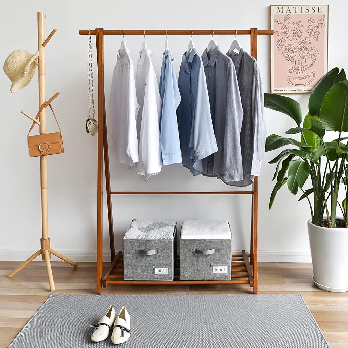 GRANNY SAYS Closet Storage Bins with Label, Dark Gray, Large, 3-Pack | Closet Storage Bins, Fabric Bins with Label Holder, Shelf Baskets for Organizing, Wardrobe Clothes Storage Boxes