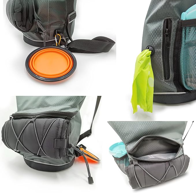 Waterproof Roll Top Pet Dog Food Travel Organizer Storage Bag Trash Bag Dispenser for Trips Outdoor Camping Free 350ml Portable Folding Bowl, 30 Cups / 10 lbs Large