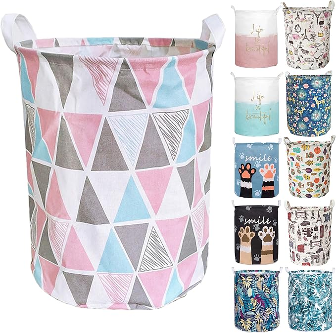 Merdes 19.7’’ Waterproof Foldable Laundry Hamper, Dirty Clothes Laundry Basket, Linen Bin Storage Organizer for Toy Collection (Triangle)