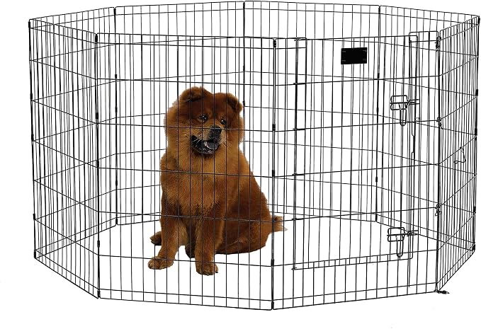 MidWest 36-Inch Exercise Pen, Single Door, 16 Sq Ft Play Area | for Indoor and Outdoor Use, Large Door Opening & Secure Latch, Easy to Set Up, Foldable Playpen