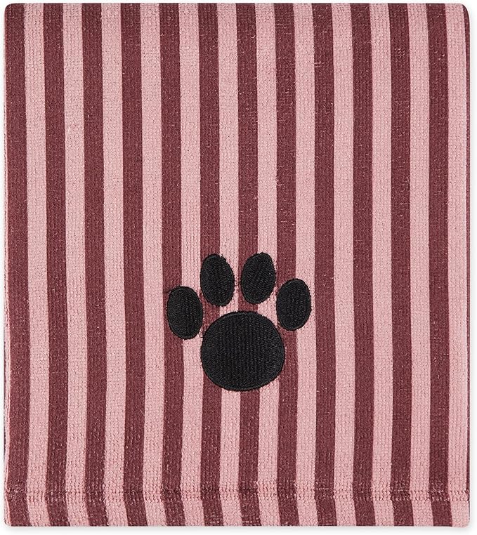 Bone Dry Pet Grooming Microfiber Towel, Striped Collection, X-Large, 41x23.5", Cranberry