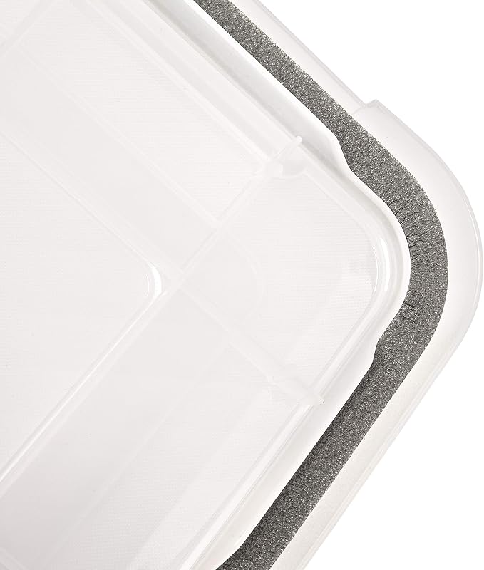 IRIS USA 4-Pack 32 Qt Storage Bins with Gasket Lids, Clear/Black | WeatherPro seal protects everyday essentials in closets, offices and laundry rooms