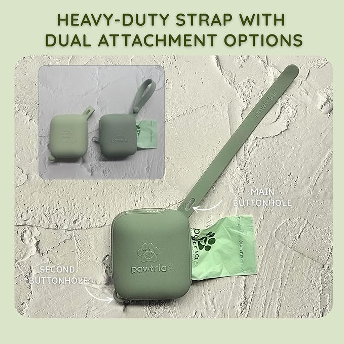 Pawtria Walk Duo: Dog Poop Bag Rolls (120) + Silicone Poop Bag Holder | 120 Compostable Dog Poop Bag Rolls with BPA-Free Silicone Poop Bag Holder for Cleaner, Easier Walks