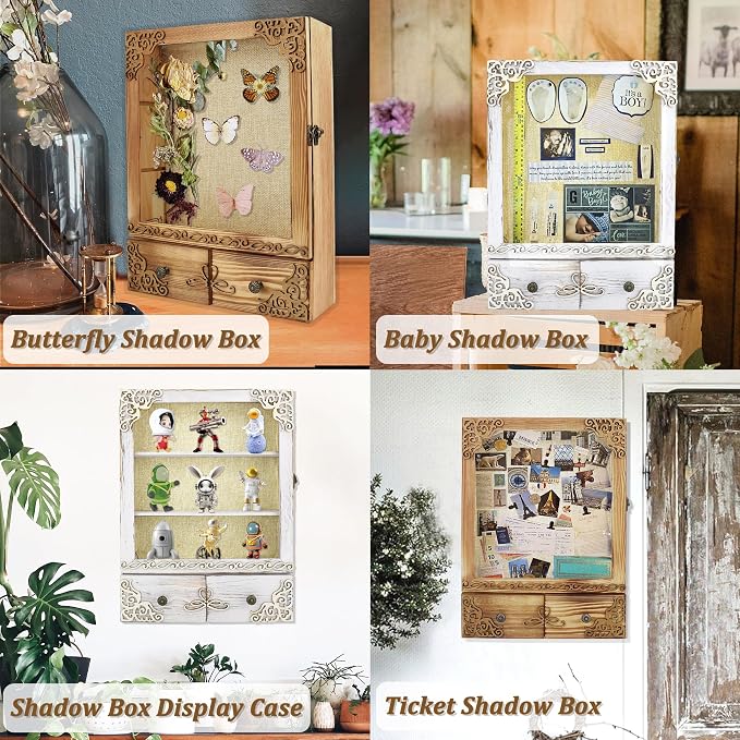 11x16 Wedding Shadow Box Frame with Shelves, White