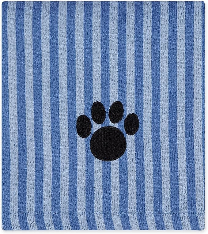 DII Design Embroidered Pet Towel, 44 x 27.5", Striped Blue
