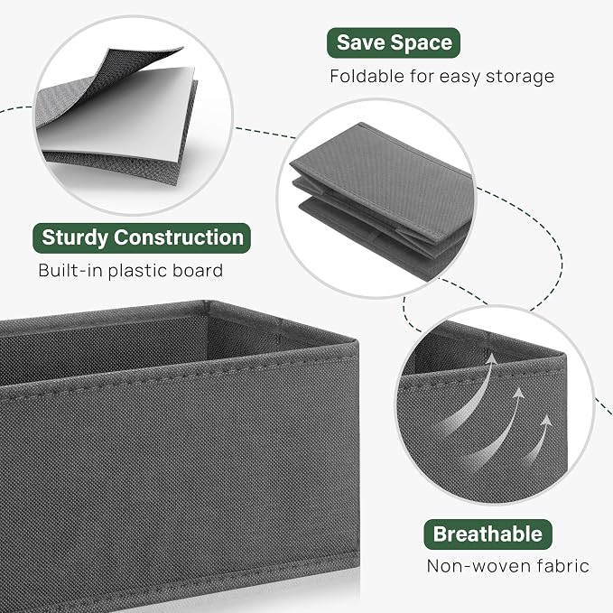 Kootek 16 Pack Drawer Organizer Clothes Dresser Organizers for Clothing | 3 Sizes Bins, Foldable, Breathable Non-Woven Fabric, Closet Organizers and Storage, Easy Assembly, Hold Baby Clothes, Nursery
