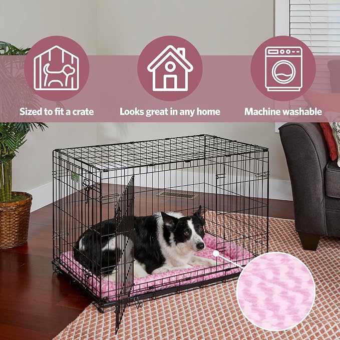 MidWest Homes for Pets QuietTime Fashion XS Dog Bed - Pink Faux Fur Bolster, Ultra-Soft and Machine Washable, Fits 22-Inch Crates and Carriers, for Small Dogs and Cats