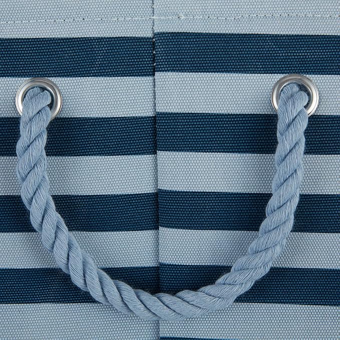 Bone Dry Pet Storage Collection Striped Paw Patch Bin, Dark Navy, Small Round