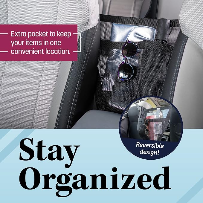 Car Cache – Car Purse Storage (Patented) with Pocket for Small Items - Dog Barrier Too