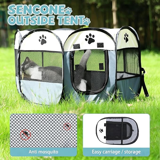 SENCONE Portable Pet Playpen for Cats, Kittens, Puppies, Indoor/Outdoor, S (Pack of 2)