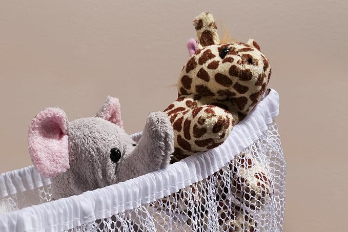 Handy Laundry Stuffed Animal Organizer Hammock – Mesh Toy Storage Net for Kids’ Room, Nursery, or Playroom – Holds 30+ Plushies, Expands to 5.5 Feet, Easy Wall Mount, White
