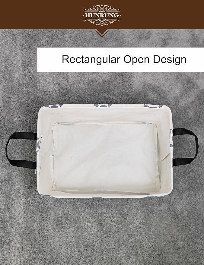 Rectangle Canvas Foldable Storage Basket for Nursery, Color Mushroom | Portable and collapsible cloth receptacle. Stores pet essentials, daily use items. Folds flat when not in use