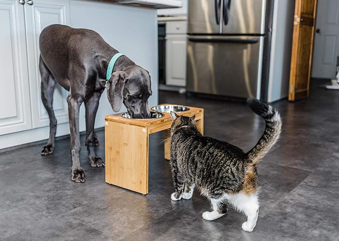 Pawfect Pets 12" Elevated Dog Pet Feeder- Large Raised Dog Bowl Stand- Includes 4 Stainless Steel Bowls (12 Inch)