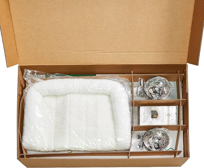 MidWest Homes for Pets Intermediate Double Door iCrate Starter Kit, 36-inch Dog Crate Bundle for Medium to Large Breeds, Includes Cage, Pet Bed, 2 Bowls and Privacy Cover