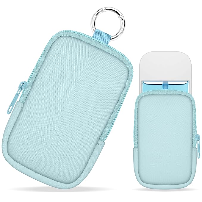 Hand Sanitizer Holder, Mint Blue Spray Case Zippered Pouch | Keychain, Travel Size, Cute Fashion Accessory with Snap Hook, for Glow Mist and Power Mist 1FL OZ, Mini Small Pocket Clip on