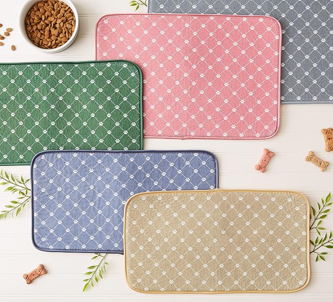 Bone Dry Machine Washable, Ultra Absorbent Pet Mat, 12x18, Taupe Trellis Print