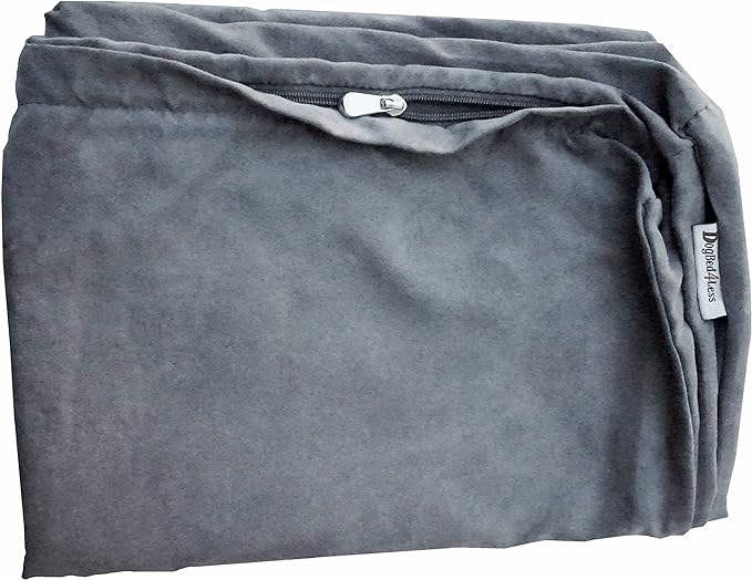 Dogbed4less Medium Memory Foam Dog Bed Pillow with Orthopedic Comfort, Waterproof Liner and Grey Microsuede Pet Bed Cover 37X27 Inches