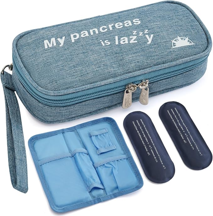 apollo walker Insulin Cooler Travel Case with Ice Packs and Insulation | TSA Approved Includes 2 x 90g ice packs for 9-hour cooling insulin pens & syringes for Diabetics to Carry (Light Blue)