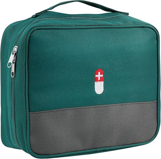 First Aid Bag Empty Medicine Bag Portable Medical Supplies Organizer Bag for Home Traveling Outdoor Hiking Camping Backpacking Cycling (Green)