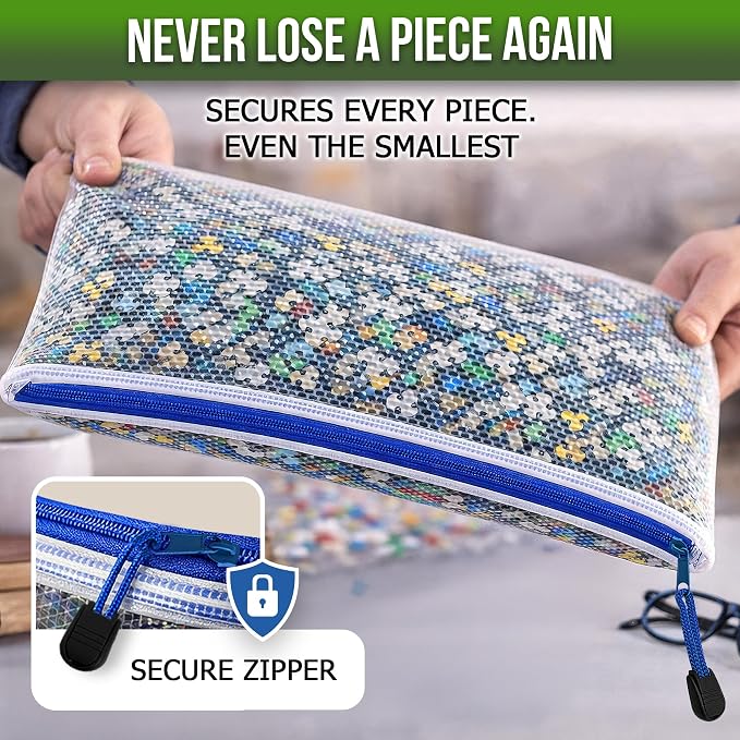 10 Pack Large Mesh Zipper Pouch B4 (12x15in) - Game Bags for Puzzle and Toy Storage Bags - Board Game Storage Zip Plastic Mesh Bags for Toys & Playroom Organization and Storage Zippered Pouches Folder