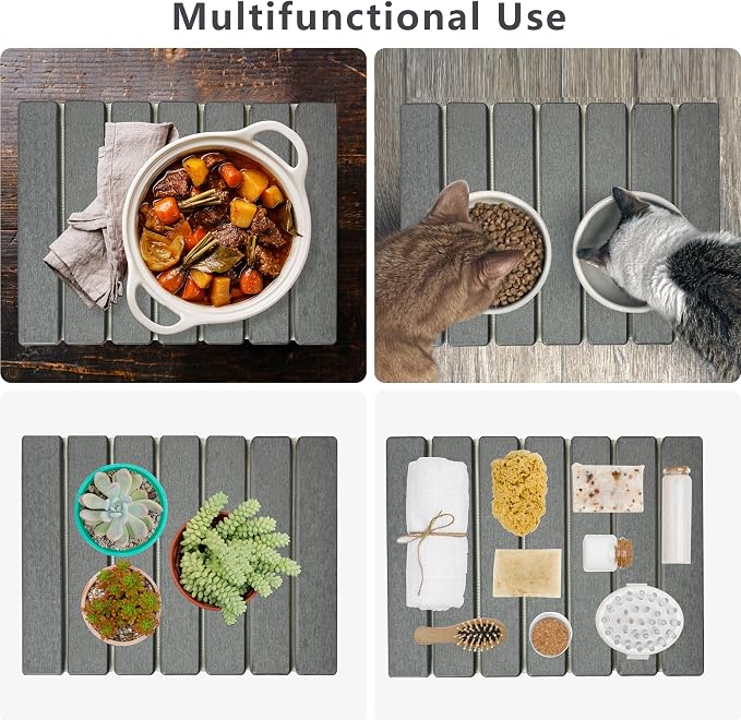 Stone Drying Mat of Kitchen Counter, Water Absorbent Diatomite Bath Mat