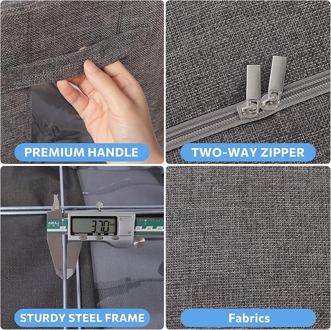 CYhom 3Pack Foldable Storage Bins - Frame Storage Box Linen Fabric Stackable Clothes Container Organizer with Clear Window & Carry Handles Large Capacity (Small-22L, Dark Gray)