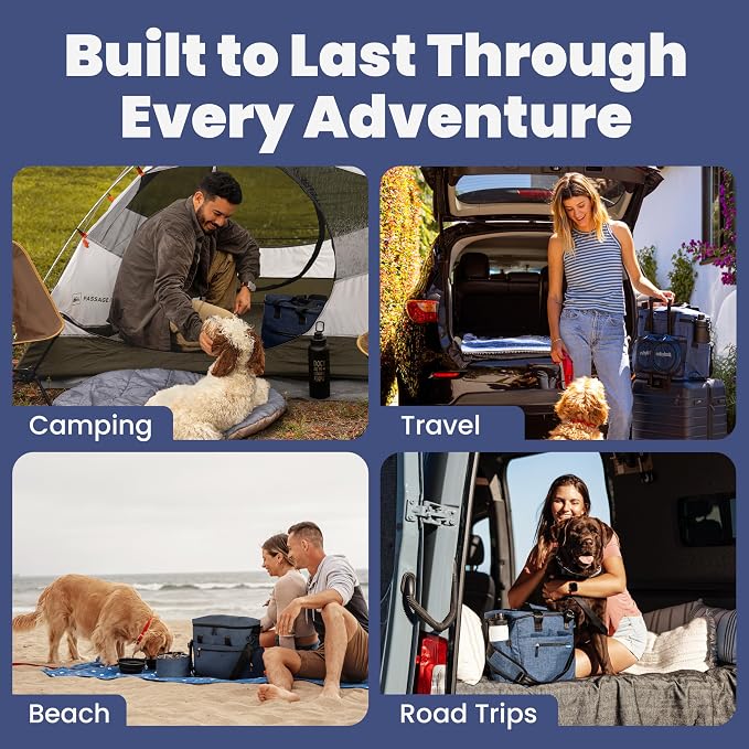Original Doggy Bag™ Dog Travel Bag for Supplies with Travel Bowls | 2 BPA-Free Collapsible Bowls, 2 Pet Food Containers, TSA-Ready, Road Trips, Camping, Weekend Getaways, Doggy Gift, Navy