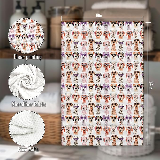 Trendy Funny Dalmatian Dog Kitchen Towels Decorative, Dalmatian Dog Lover Mom Dad Owner Gifts Hand Tea Towels for Bathroom, Pet Lover Gifts Dish Towel Dishcloth, 16x24 Inch
