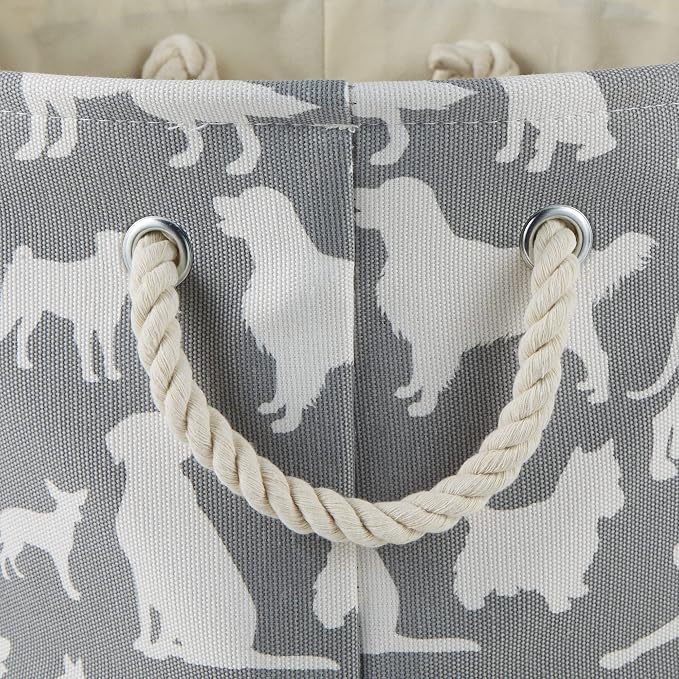 Bone Dry Pet Storage Collection Collapsible Bin, Small Round, 9x12", Gray Dog Show Print