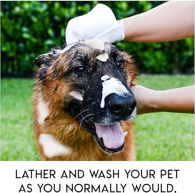 Scrubby Pet No Rinse Pet Wipes | Rinse Free Shampoo Mittens | Dogs & Cats | Bath Wipes - Bathing & Washing Pets, Hypoallergenic | No Rinse Wash Mitt | Grooming, Lather Wipe Dry - Pack of 10