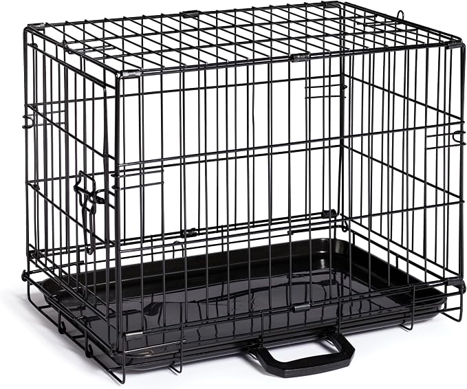 Prevue Pet Products Home On-The-Go Single Door Dog Crate - Extra Extra Small Collapsible Dog Cage for Travel, Indoor, and Outdoor Use, Foldable Kennel Design, Deep Plastic Pan - XXS, Black