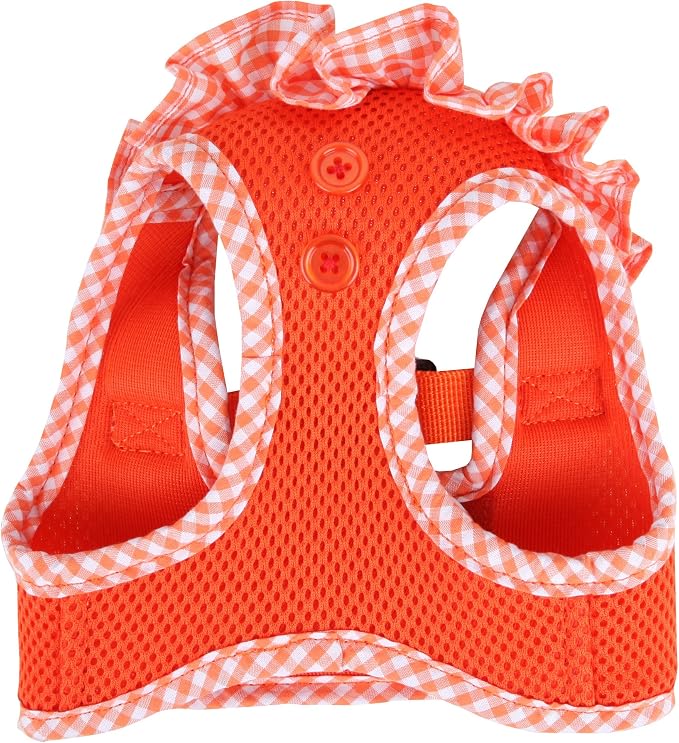 Puppia Vivien Vest Dog Harness Step-in All Season Mesh Cute No Pull No Choke Walking Training for Small Dog, Orange, Large