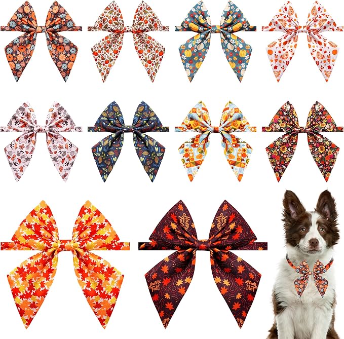 PET SHOW 10 Pack Fall Sailor Dog Bowties for Large Dogs