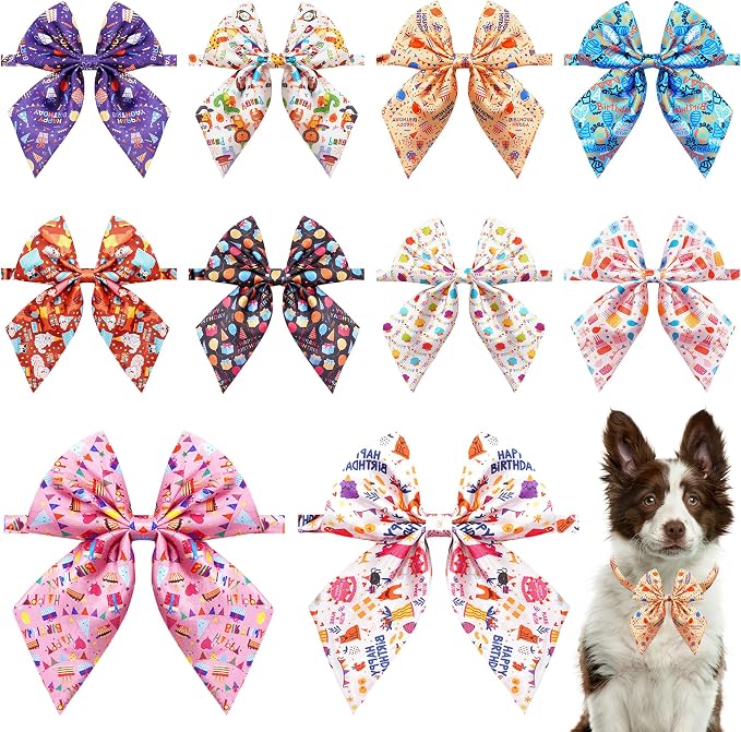PET Show 10 Pack Happy Birthday Sailor Dog Bowties for Large Dogs