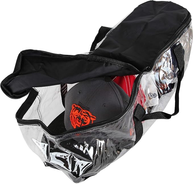 Trenton Gifts Clear Cap Storage Case. Holds 24 Caps. 23" x 6" x 8". Clear Plastic Black Handles. Box with Zipper Closure. Dirt & Dust Protection