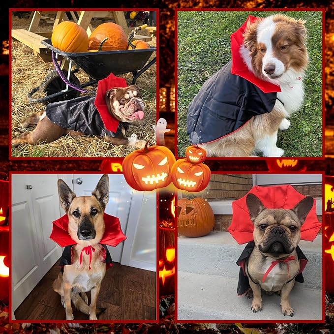 GOYOSWA Dog Halloween Costumes, Dog Vampire Devil Cloak Cape Costume Halloween Costumes for Small Medium Large Dogs Pets (Large)